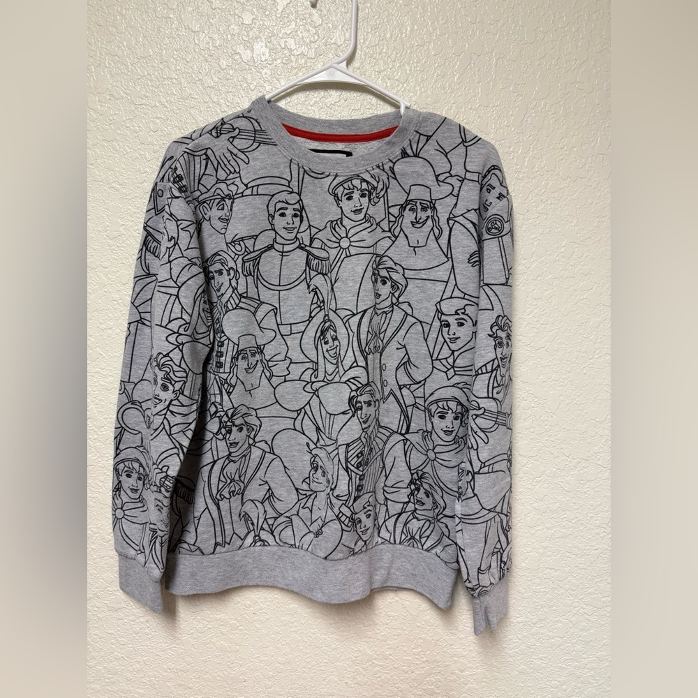 DISNEY Gray Disney Prince Characters Sweatshirt Size Medium